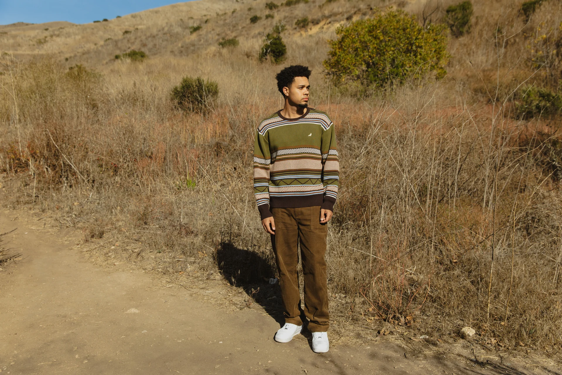Michael J. Mitchell standing on a trail among golden grasses